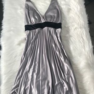 Speechless silver & black pleated halter top dress